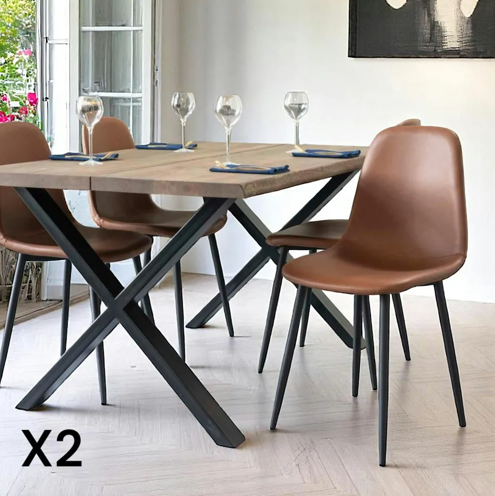Chaise de salle à manger verte en tissu bouclette (lot de 2) BERLIN