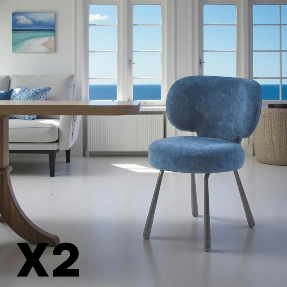 Chaise de salle à manger verte, assise ronde (lot de 2) LIGURIE
