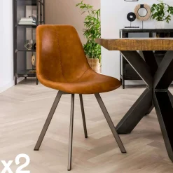 Chaise de table couture apparente taupe pied étoile HELSINKI (lot de 2)
