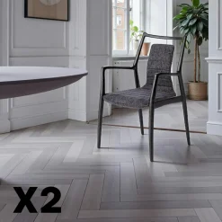Chaise design anthracite à structure noire (lot de 2) ALDER