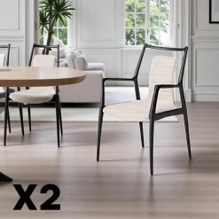 Chaise design anthracite à structure noire (lot de 2) ALDER