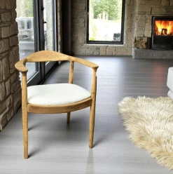 Chaise design en bouclette sable PALERME