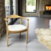 Chaise design en bouclette écrue PALERME