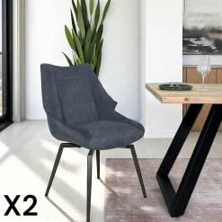Chaise design tissu microfibre moutarde (lot de 2) IENA
