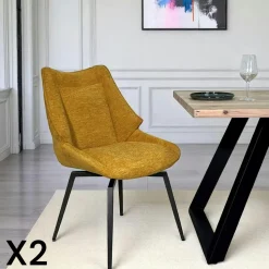 Chaise design tissu microfibre gris (lot de 2) IENA