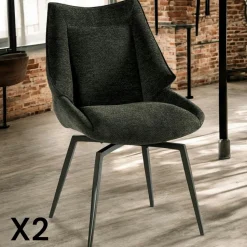 Chaise design tissu microfibre kaki (lot de 2) IENA
