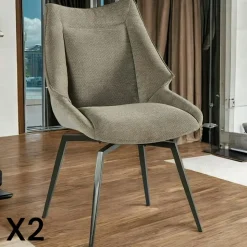 Chaise design tissu microfibre anthracite (lot de 2) IENA