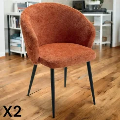 Chaise dossier rond tissu noir (lot de 2) IENA