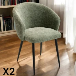Chaise dossier rond tissu bleu (lot de 2) IENA