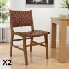 Chaise en bois et cuir tressé marron (lot de 2) MENDOZA