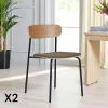 Chaise en bois style écolier avec assise tissu marron (lot de 2) BERLIN