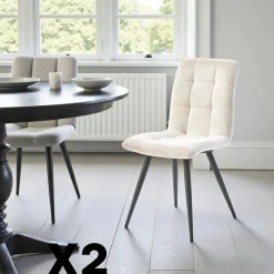 Chaise en tissu anthracite motif damier (lot de 2) LOMBARDIE