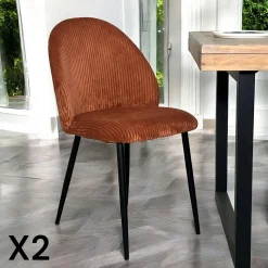 Chaise en tissu côtelé rouille (lot de 2) IENA