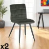 Chaise en velours capitonné kaki MALMOE (lot de 2)