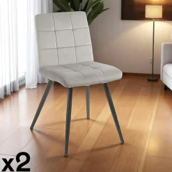 Chaise en velours capitonné rouge bordeaux MALMOE (lot de 2)