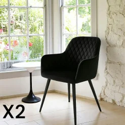 Chaise en velours capitonné rouge bordeaux MALMOE (lot de 2)