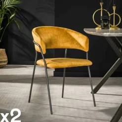 Chaise en velours gris à dossier rond (lot de 2) MELBOURNE