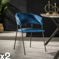 Chaise en velours gris à dossier rond (lot de 2) MELBOURNE