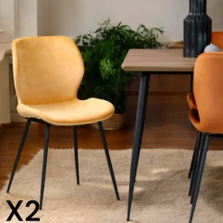 Chaise en velours jaune style moderne (lot de 2) MELBOURNE