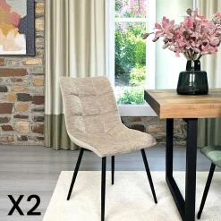 Chaise en velours moutarde motif damier (lot de 2) PALERME