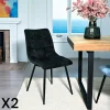 Chaise en velours noir motif damier (lot de 2) PALERME
