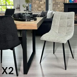 Chaise en velours noir motif damier (lot de 2) PALERME