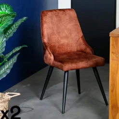 Chaise en velours ocre (lot de 2) MALMOE