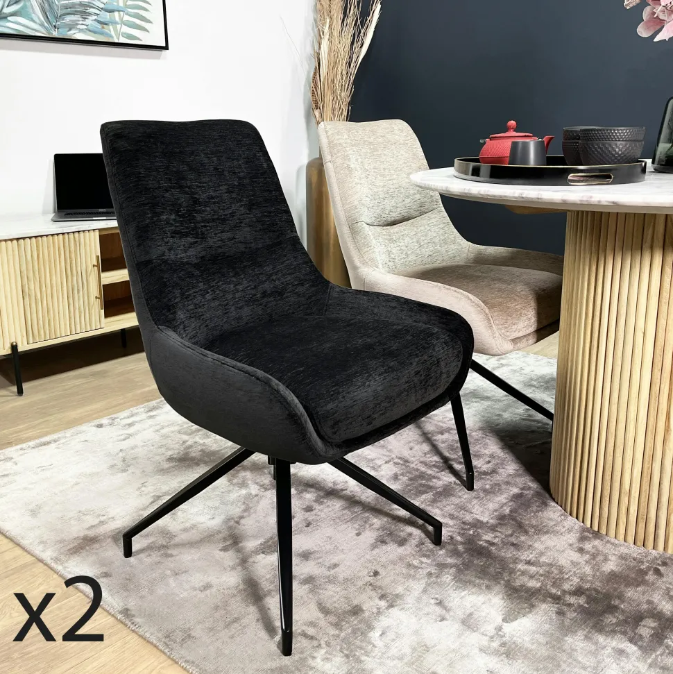 Chaise en velours ocre (lot de 2) MALMOE