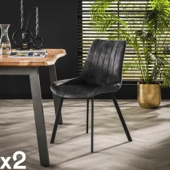 Chaise en velours piqué moutarde (lot de 2) MELBOURNE