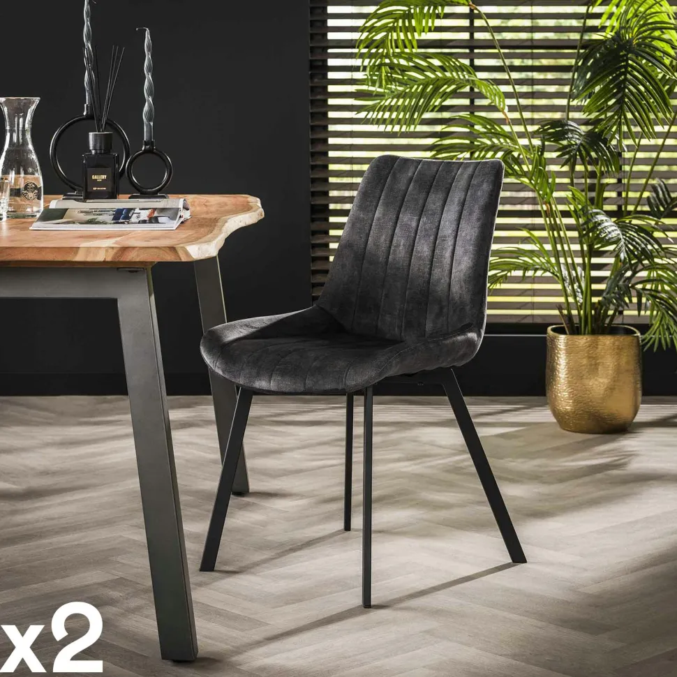 Chaise en velours piqué moutarde (lot de 2) MELBOURNE