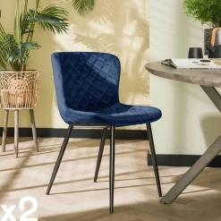 Chaise en velours piqué moutarde (lot de 2) MELBOURNE