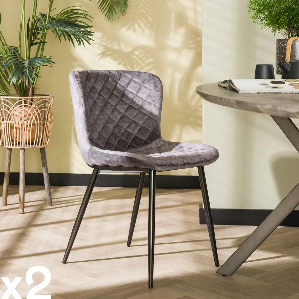 Chaise en velours piqué moutarde (lot de 2) MELBOURNE