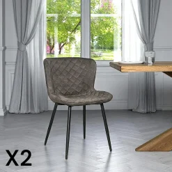Chaise en velours piqué taupe (lot de 2) MELBOURNE