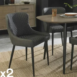 Chaise grise en velours (lot de 2) ARLINGTON