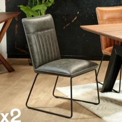 Chaise grise en velours (lot de 2) ARLINGTON