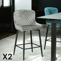 Chaise grise en velours (lot de 2) ARLINGTON