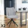 Chaise grise pivotante en velours texturé (lot de 2) IENA