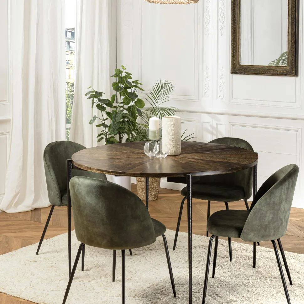Chaise marron à couture apparente (lot de 2) TIM
