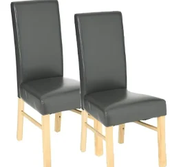 Chaise moderne grise avec pieds bois (lot de 2)