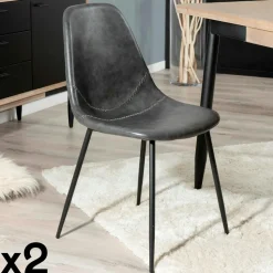 Chaise noire à couture apparente (lot de 2) TIM