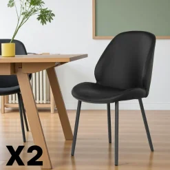 Chaise noire moderne avec surpiqure (lot de 2) BERLIN