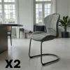 Chaise pied luge bi-matière en tissu gris (lot de 2) LIGURIE