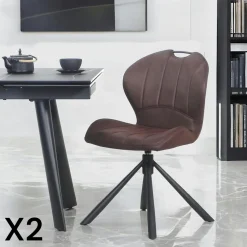 Chaise pivotante anthracite avec dossier courbe, (lot de 2) LOMBARDIE
