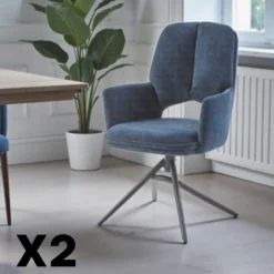 Chaise pivotante anthracite double coussinage (lot de 2) LIGURIE