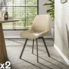 Chaise pivotante beige sable dossier ouvert (lot de 2) ASCOLI
