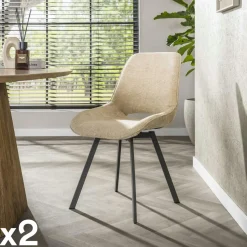 Chaise pivotante beige sable dossier ouvert (lot de 2) ASCOLI
