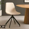 Chaise pivotante blanc sable avec couture (lot de 2) AMSTERDAM