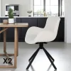 Chaise pivotante blanche en tissu bouclette, dossier ouvert (lot de 2) SAVONE