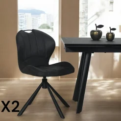 Chaise pivotante caramel avec dossier courbe, (lot de 2) LOMBARDIE