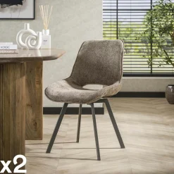 Chaise pivotante confort – beige, dos ajouré (lot de 2) ASCOLI